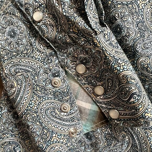 Roper Mens Shirt Pearl Snap Front Paisley Print Long Sleeve Western Gray Sz Med - Picture 7 of 15